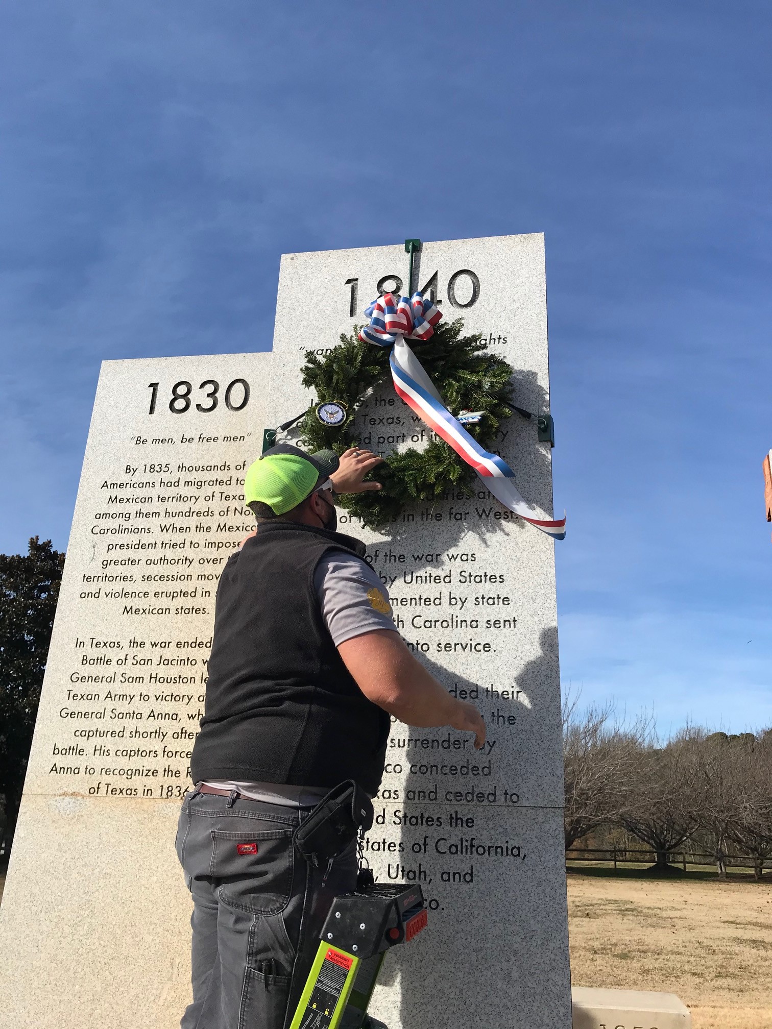 putting up the wreath